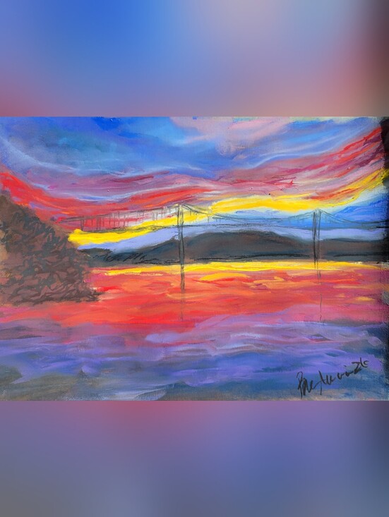 Hand Crafted Other - "Sunset over the Ohio"
Original Unframed Artwork
Soft Pastel on Pastel Paper